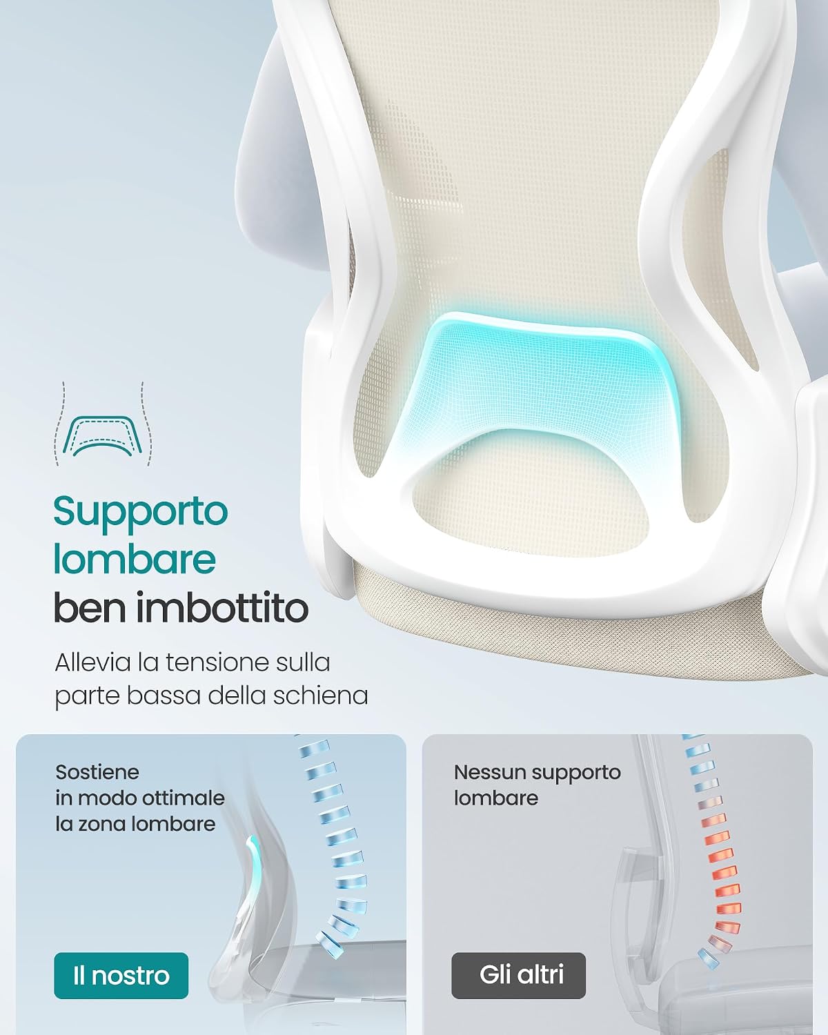 Detalle de SONGMICS OBN043LH02 sedia ergonomica in rete