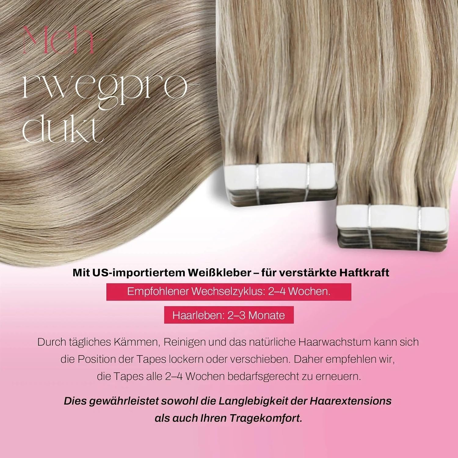 Thumbnail 2 de Moresoo Tape-in Extensions Echthaar Blond Braun – Invisible Tape, 60 cm, 50 g