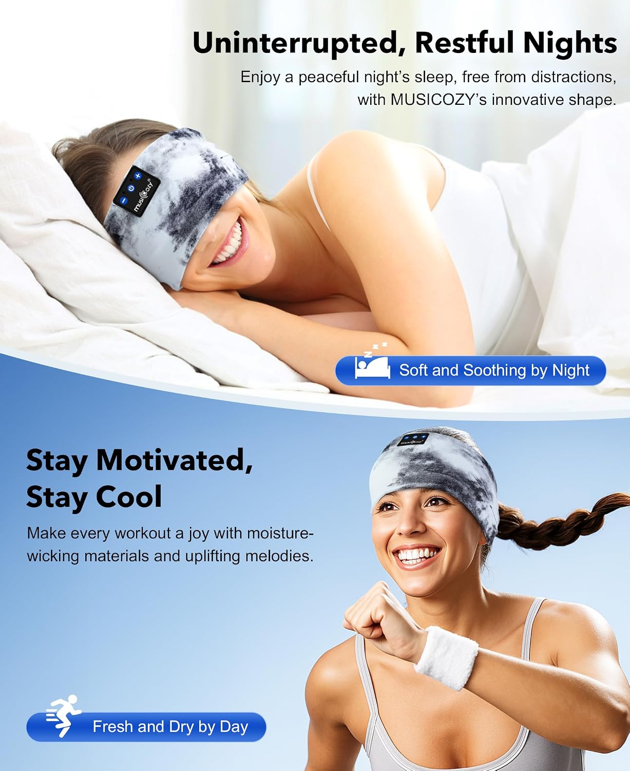 Detalle 2 de MUSICOZY Sleep Headphones with Bluetooth 5.4