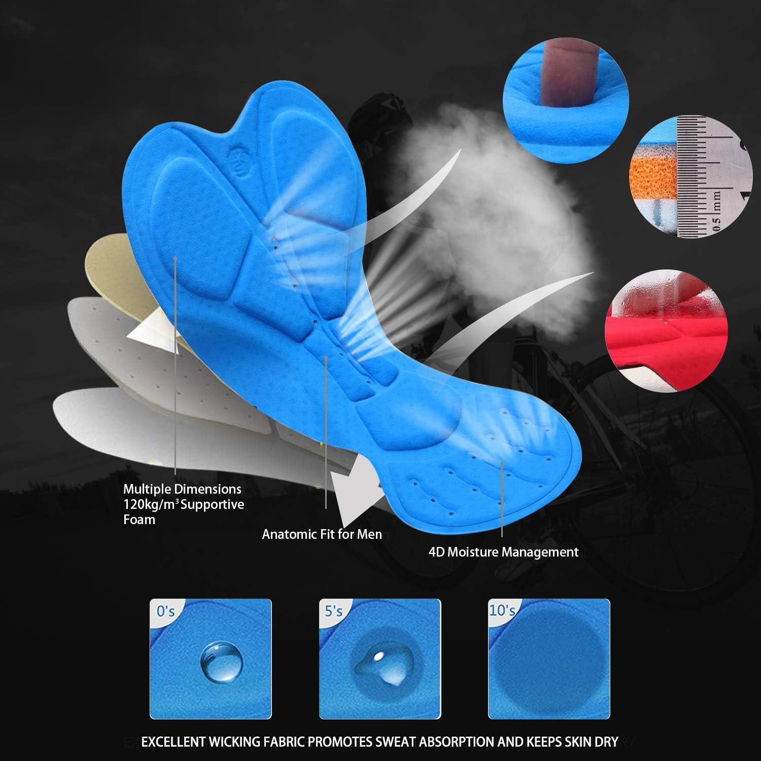 Thumbnail 2 de Souke Sports Men's Cycling Underwear 4D Padded Undershorts with Breathable, Anti-Slip Design