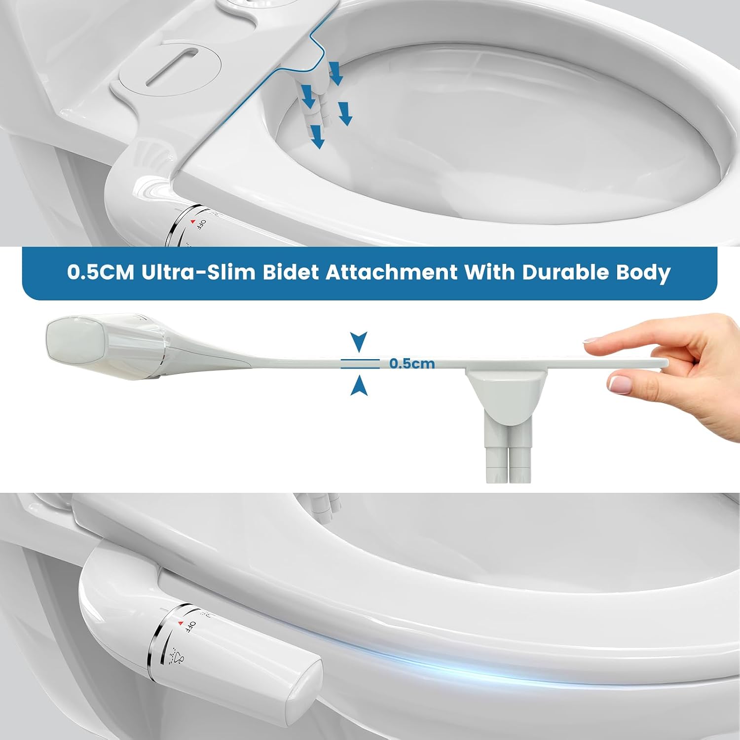 Detalle de PENDEJATO-7 series bidetopzetstuk voor toilet met dubbele sproeier