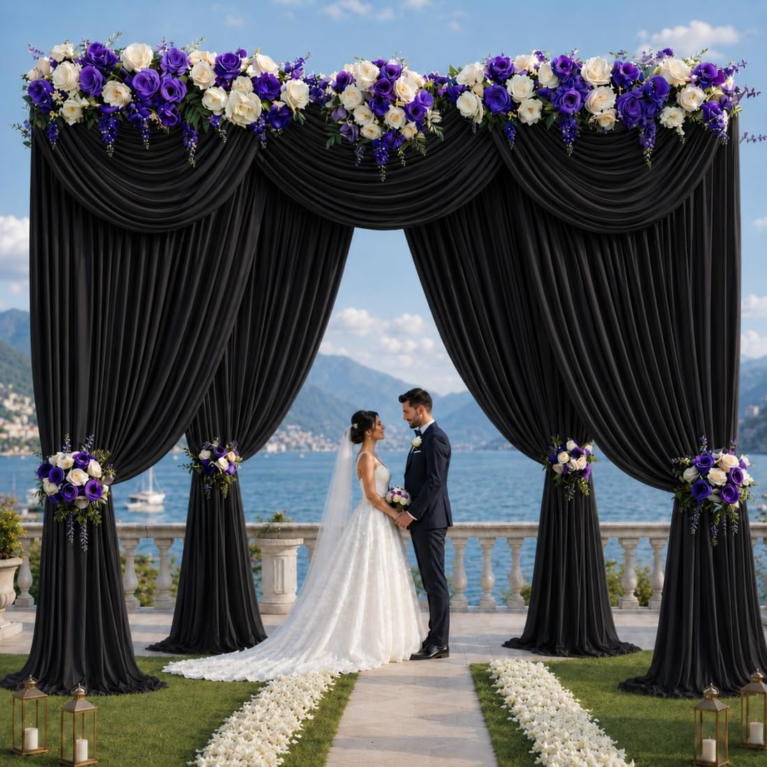 Detalle de EJNSQA 10x12 ft Black Backdrop Curtains for Wedding, Party and Photo – 2 Panels