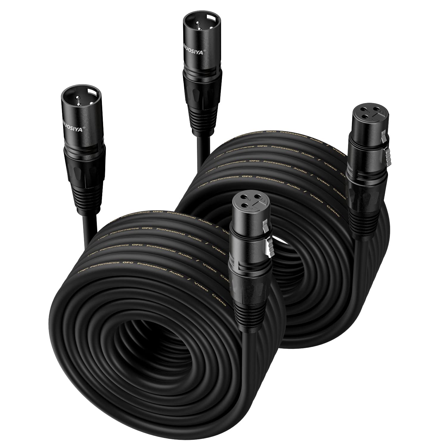 Detalle de NUOSIYA 50 Ft XLR Microphone Cable 2-Pack, Balanced 3-Pin, Male-to-Female