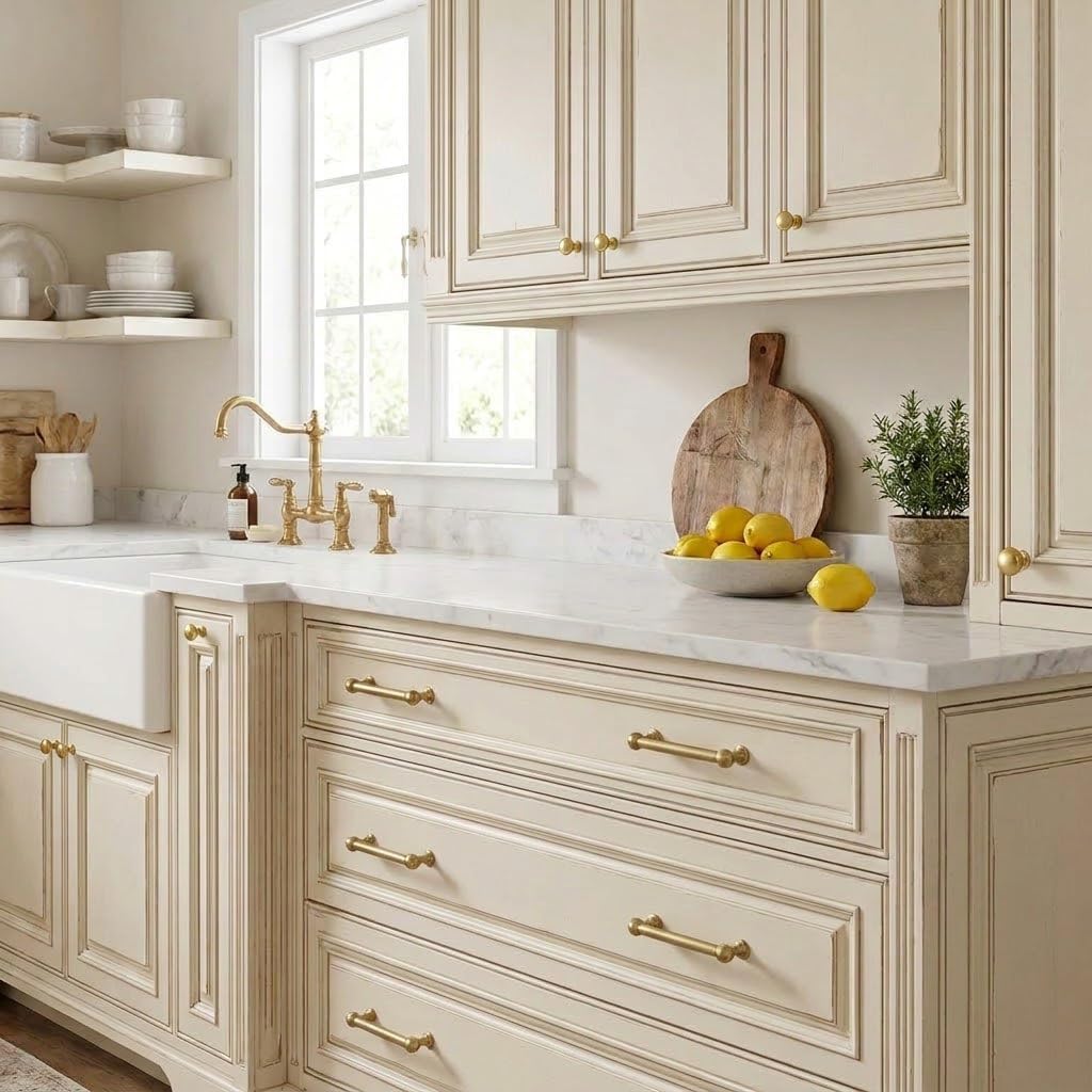 Detalle 2 de CABDM 10-Pack 5-Inch Cabinet Pulls, Brushed Brass Zinc Alloy