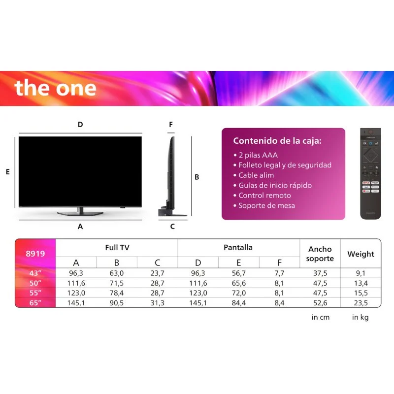 Detalle 2 de Philips The One 43PUS8919: Televisor 43" 4K Ambilight con P5 y Dolby Vision Atmos