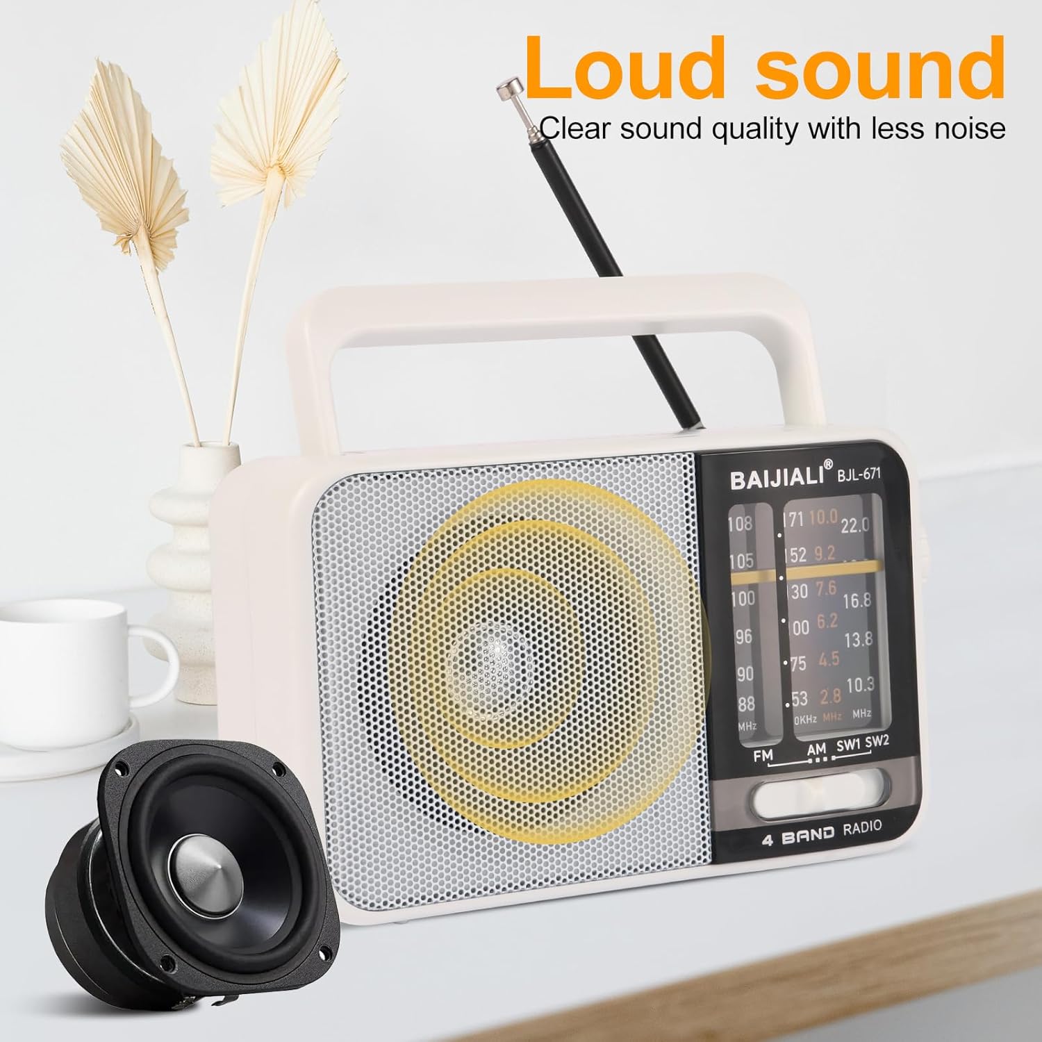 Thumbnail 5 de BAIJIALI BJL-671 AM/FM/SW Portable Radio with USB-C Charging and 5W Speaker