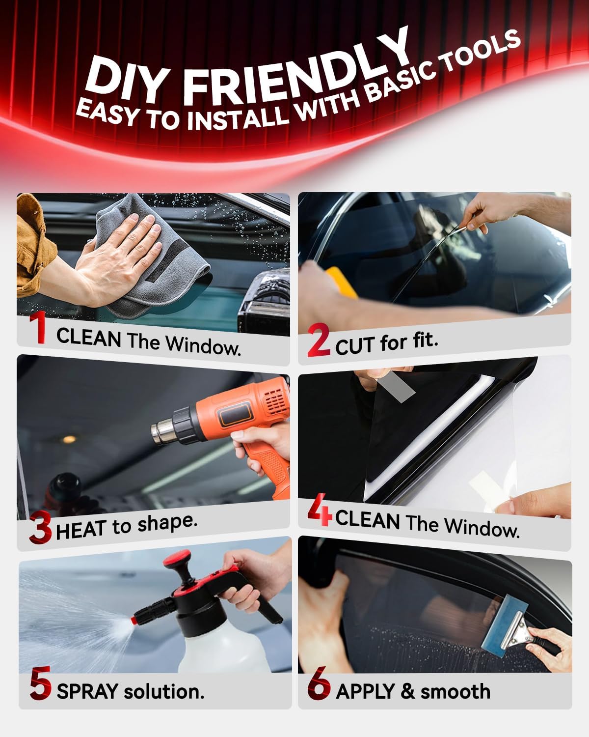 Thumbnail 6 de IAQWE 5% VLT Ceramic Car Window Tint Film (20" x 20ft Roll) — Black, Heat & UV Blocking Privacy Film