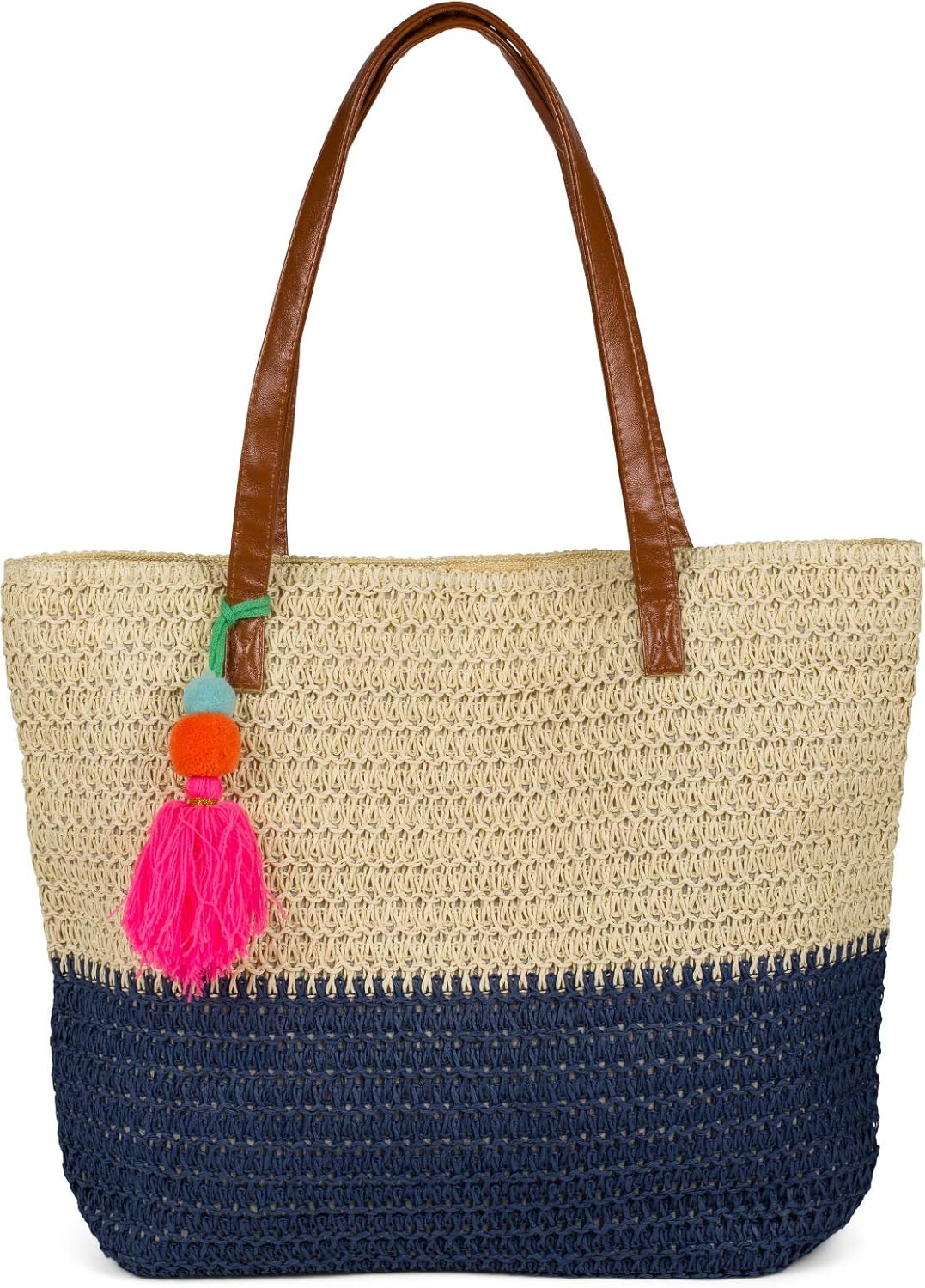 Thumbnail 6 de Borsa a spalla intrecciata styleBREAKER bicolore con manici lunghi — borsa da spiaggia/ shopper