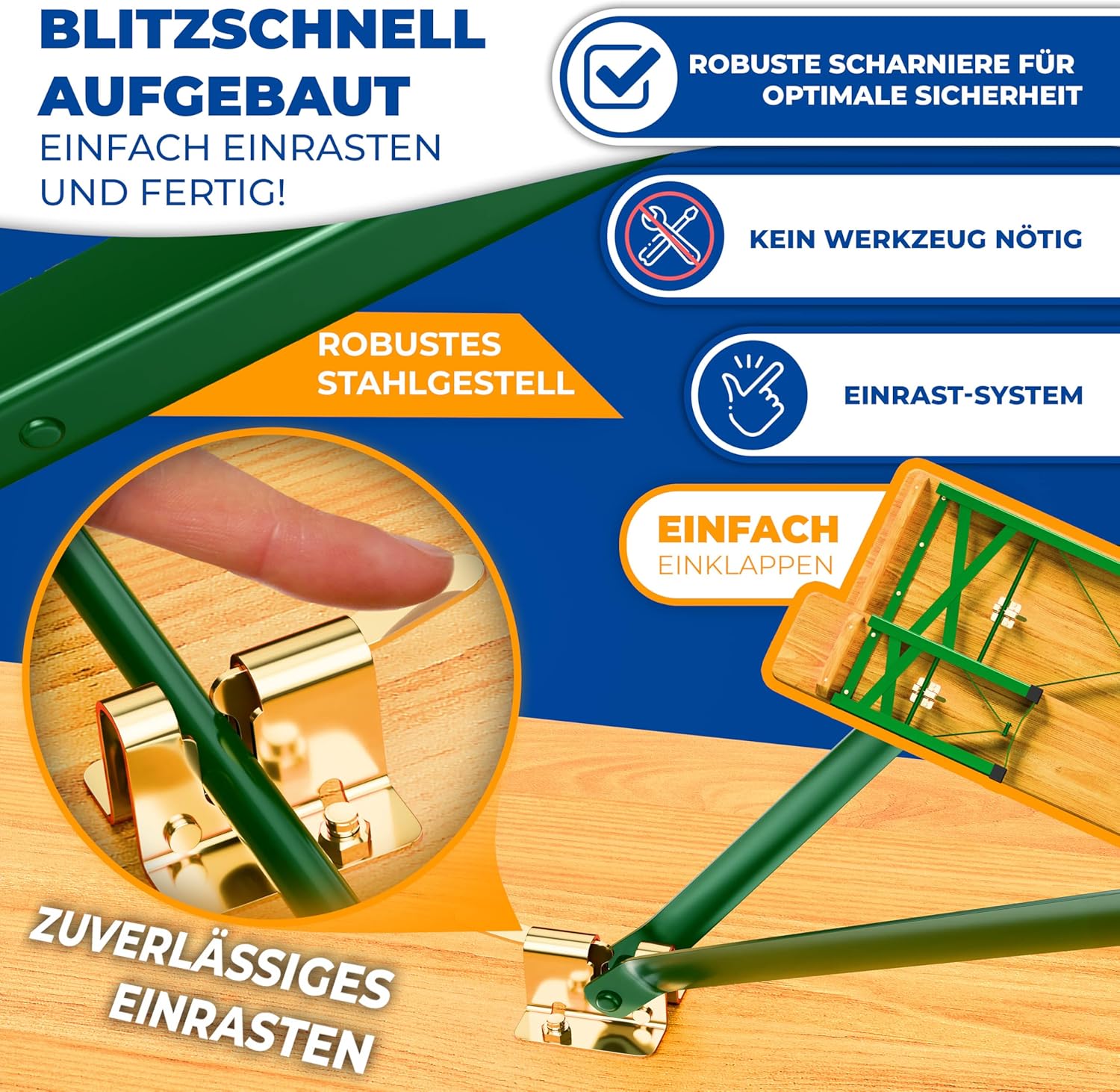Thumbnail 4 de KESSER® Bierzeltgarnitur 3-teilig klappbar (Biertisch mit 2 Bierbänken) – wetterfestes Festzelt-Set aus Holz