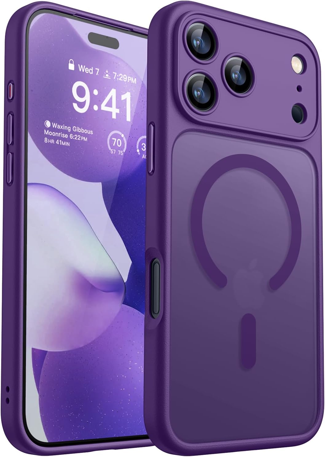 Detalle de CANSHN Magnetic iPhone 17 Pro Case (6.3") in Deep Purple with full camera protection