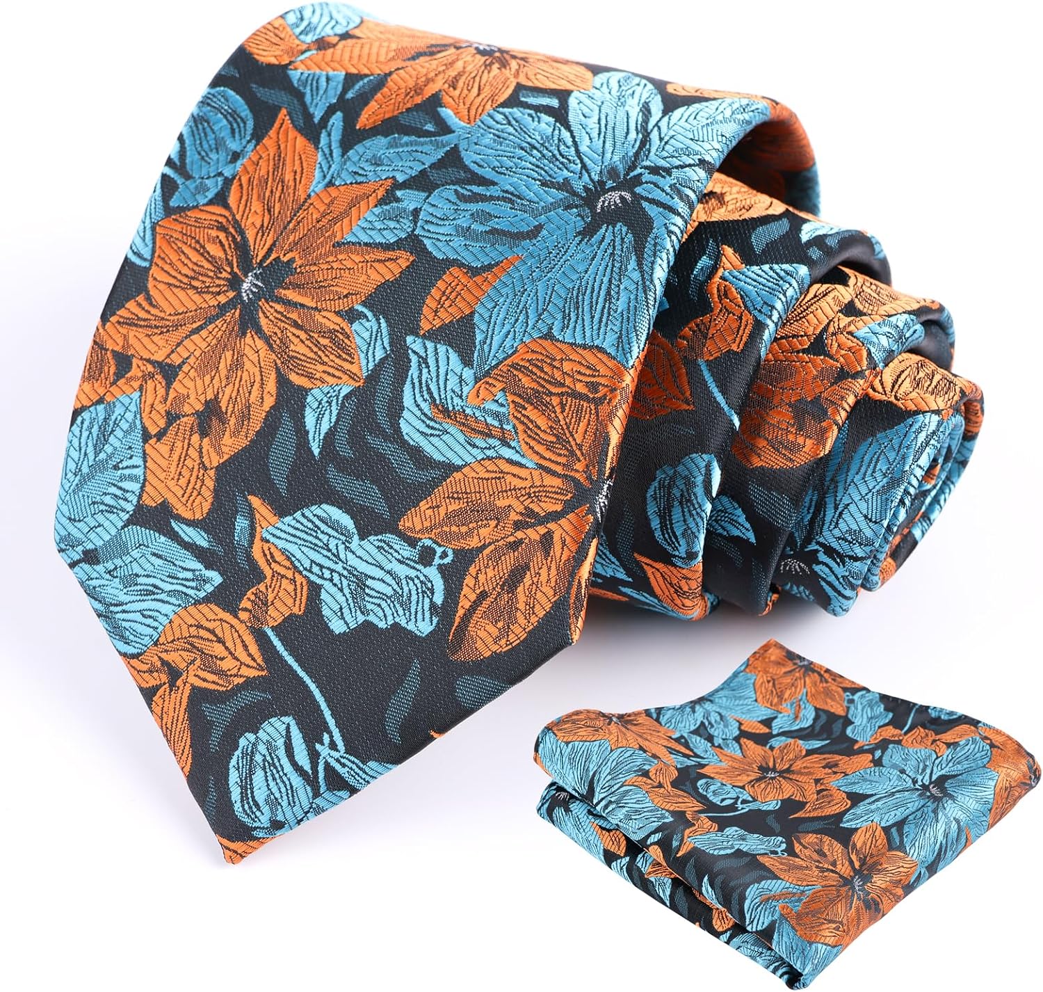 Thumbnail 6 de Alizeal Floral Silk-Feel Tie and Hanky Set for Weddings