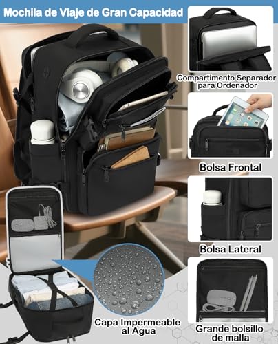Detalle de LYNXCHER Mochila 40x30x20: cabina para Ryanair/EasyJet con compartimento para portátil 15,6