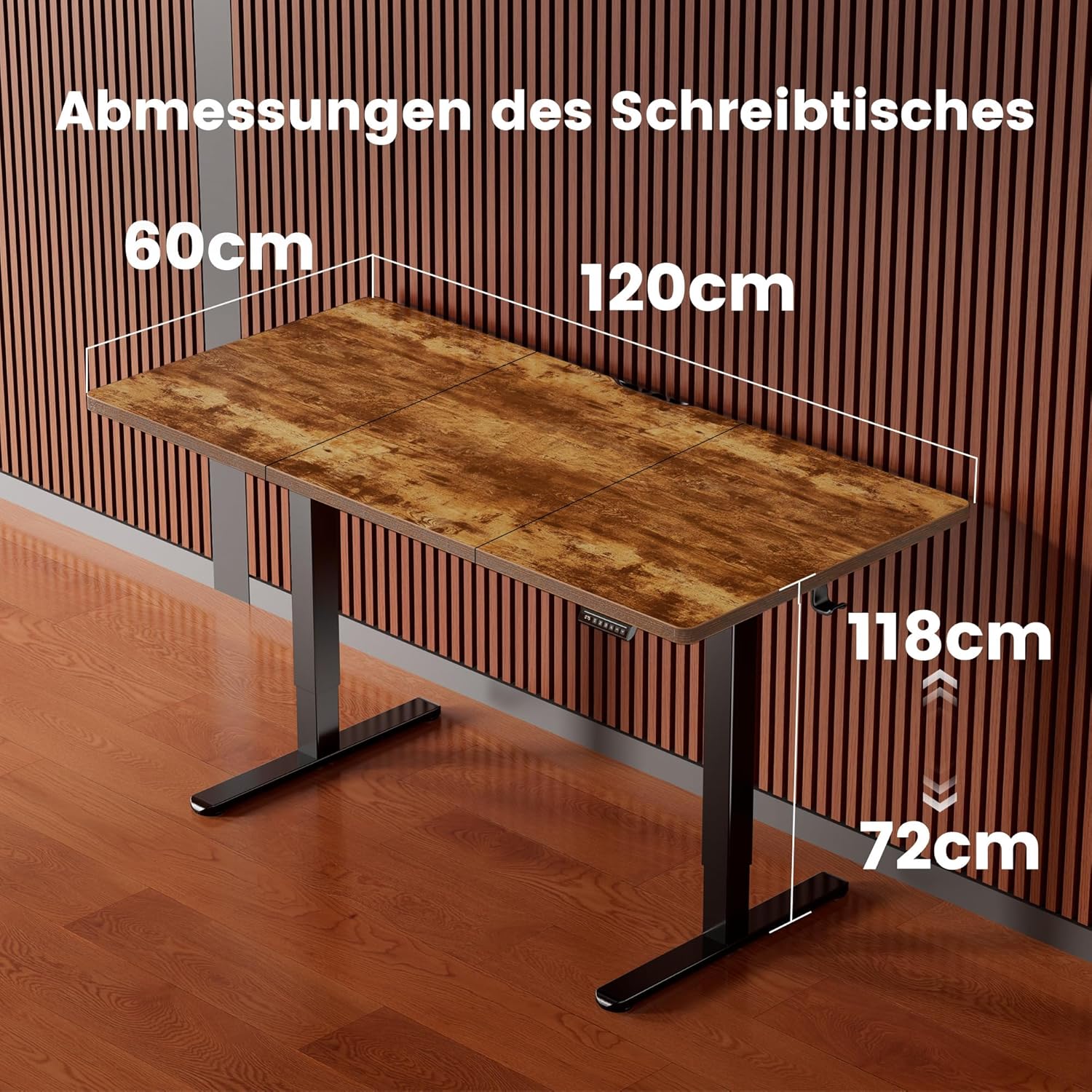 Detalle de ErGear elektrisch höhenverstellbarer Schreibtisch 120 x 60 cm (72–118 cm) mit 4 Speicherplätzen