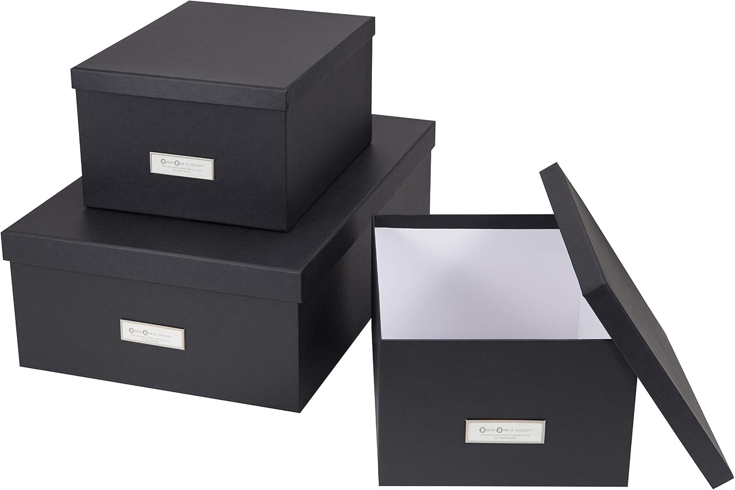 Bigso Box of Sweden – zestaw 3 pudełek z pokrywkami, ciemnoszary