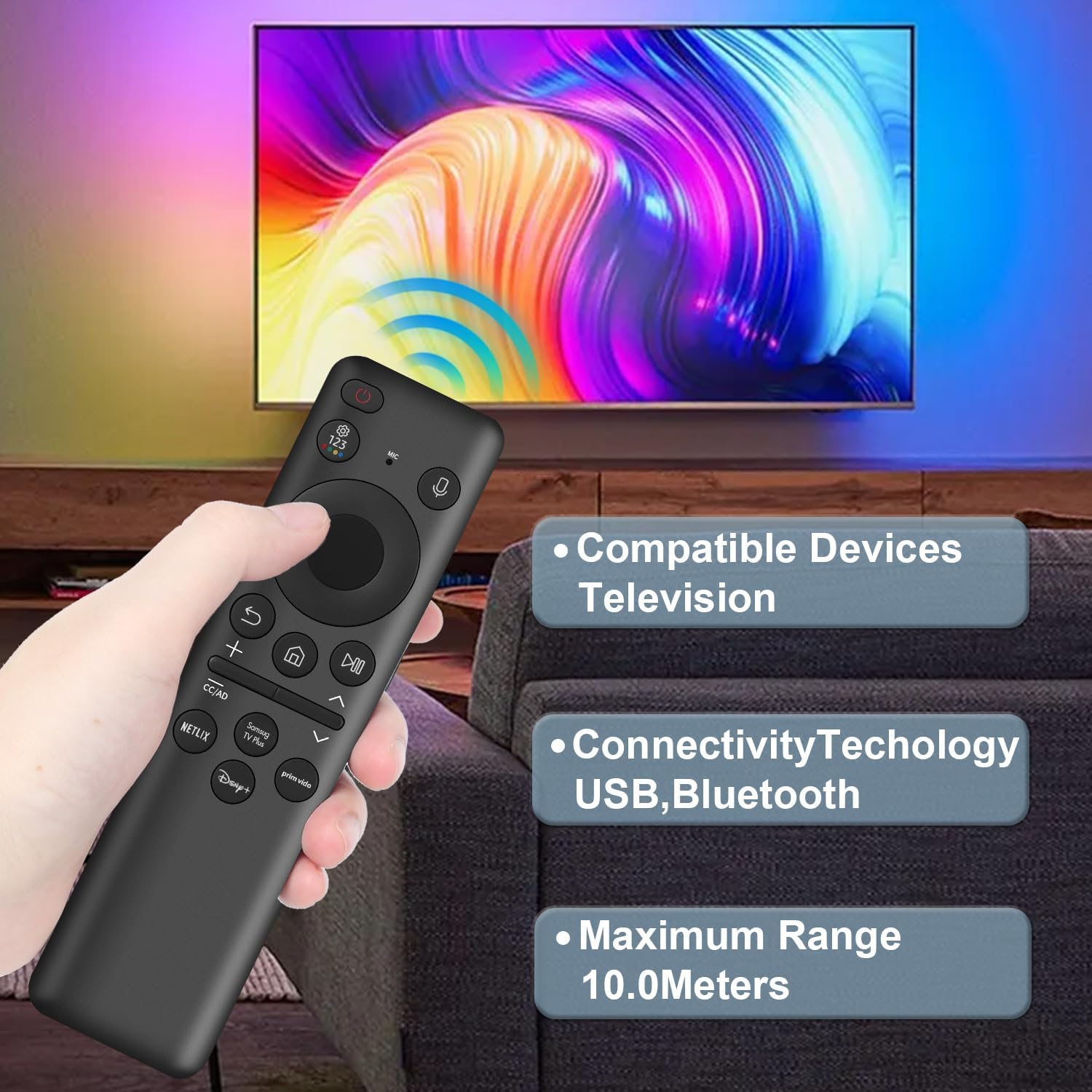 Detalle 2 de Rechargeable Voice Remote for Samsung Smart TV (BN59-01432A) with USB-C charging and 4 shortcut keys