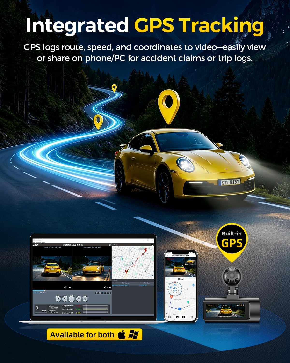 Thumbnail 5 de GKU 4K Dual Dash Cam Front and Rear with STARVIS 2 Sensor