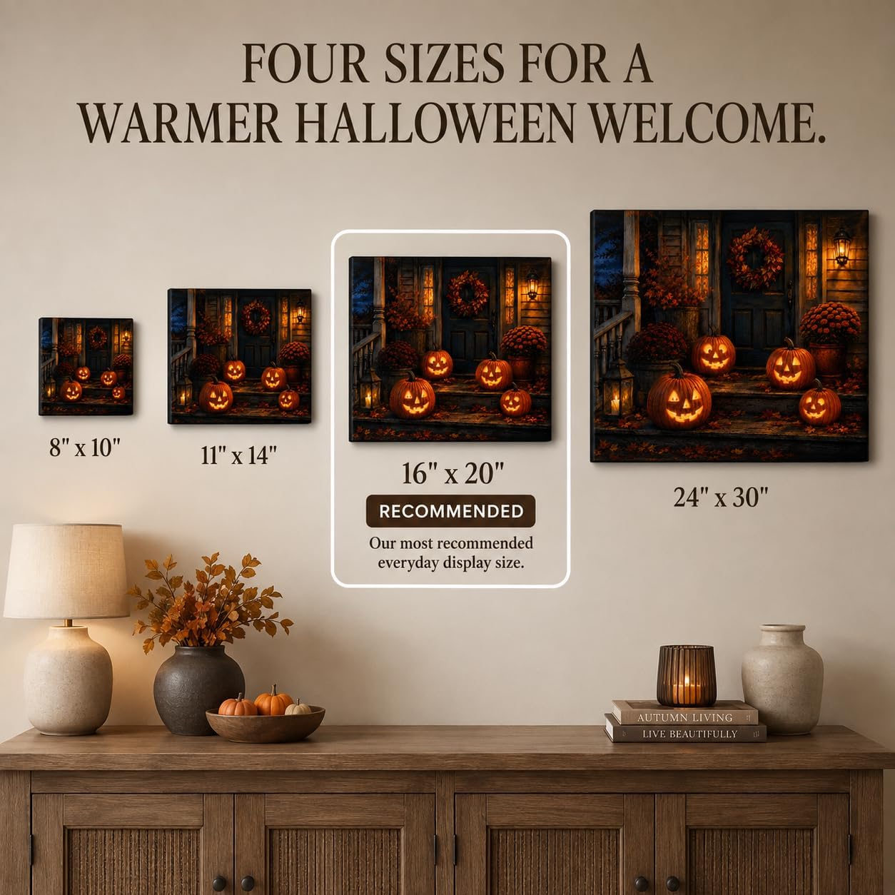 Detalle 2 de VYPEROCK Jack-o'-Lantern Porch Canvas Wall Art, 16 x 20-Inch Landscape
