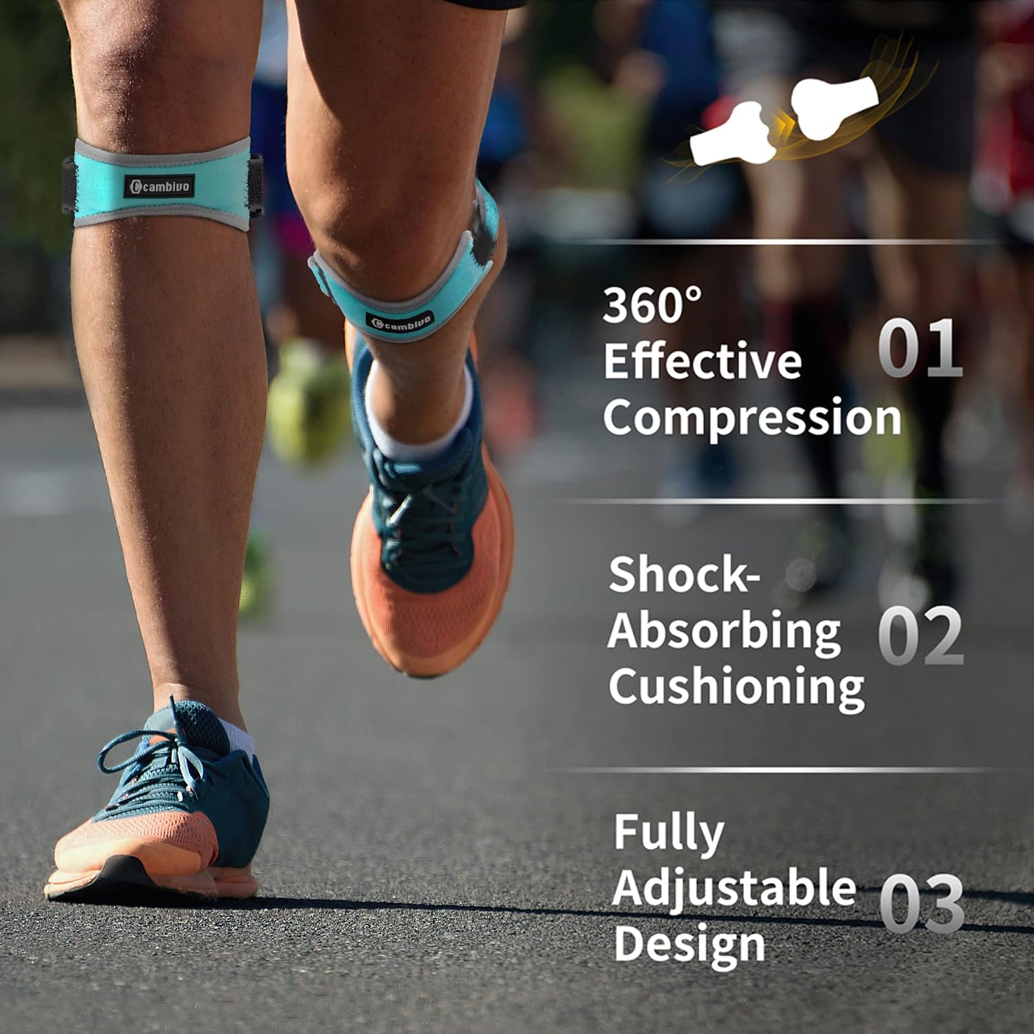 Detalle 2 de CAMBIVO Patella Tendon Knee Straps, 2-Pack Adjustable Support Bands