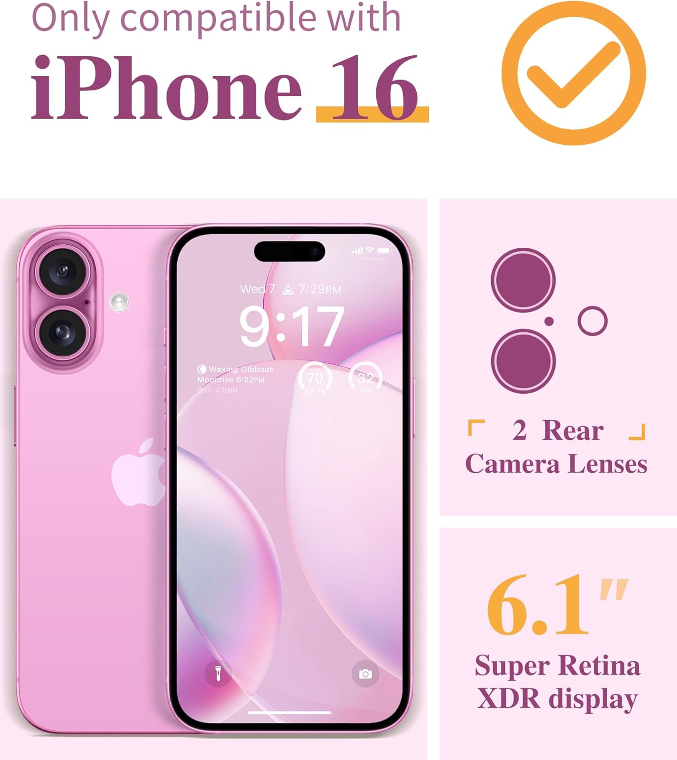 Thumbnail 1 de GVIEWIN iPhone 16 clear floral case with 2024 camera protector