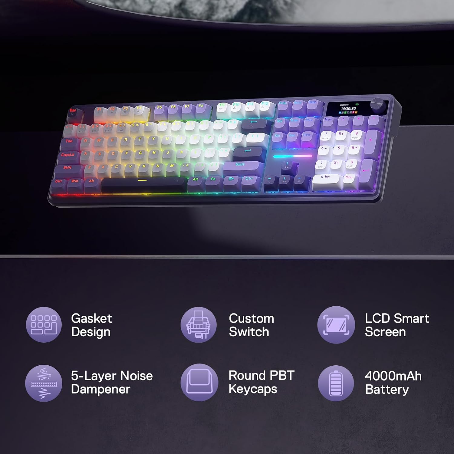 Detalle de Redragon K762 PRO Terraflare Wireless 104-Key Gasket Gaming Keyboard