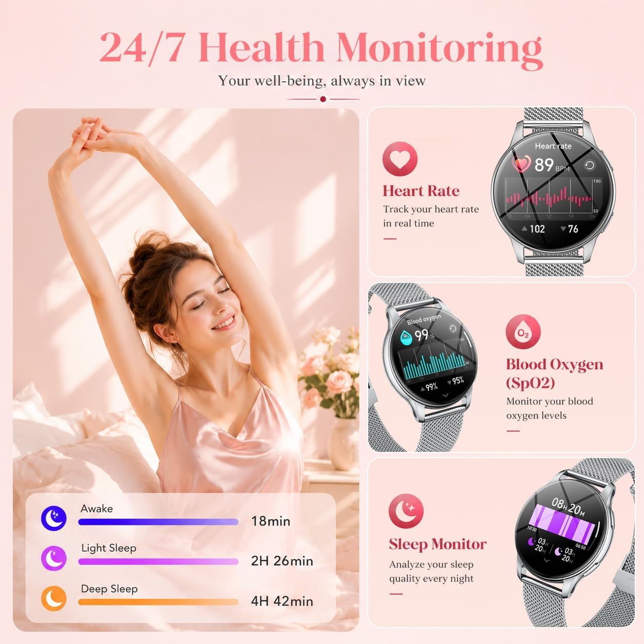 Detalle de Orologio Smartwatch Donna con Chiamate Bluetooth 1,32" AMOLED – Health & Fitness IP68