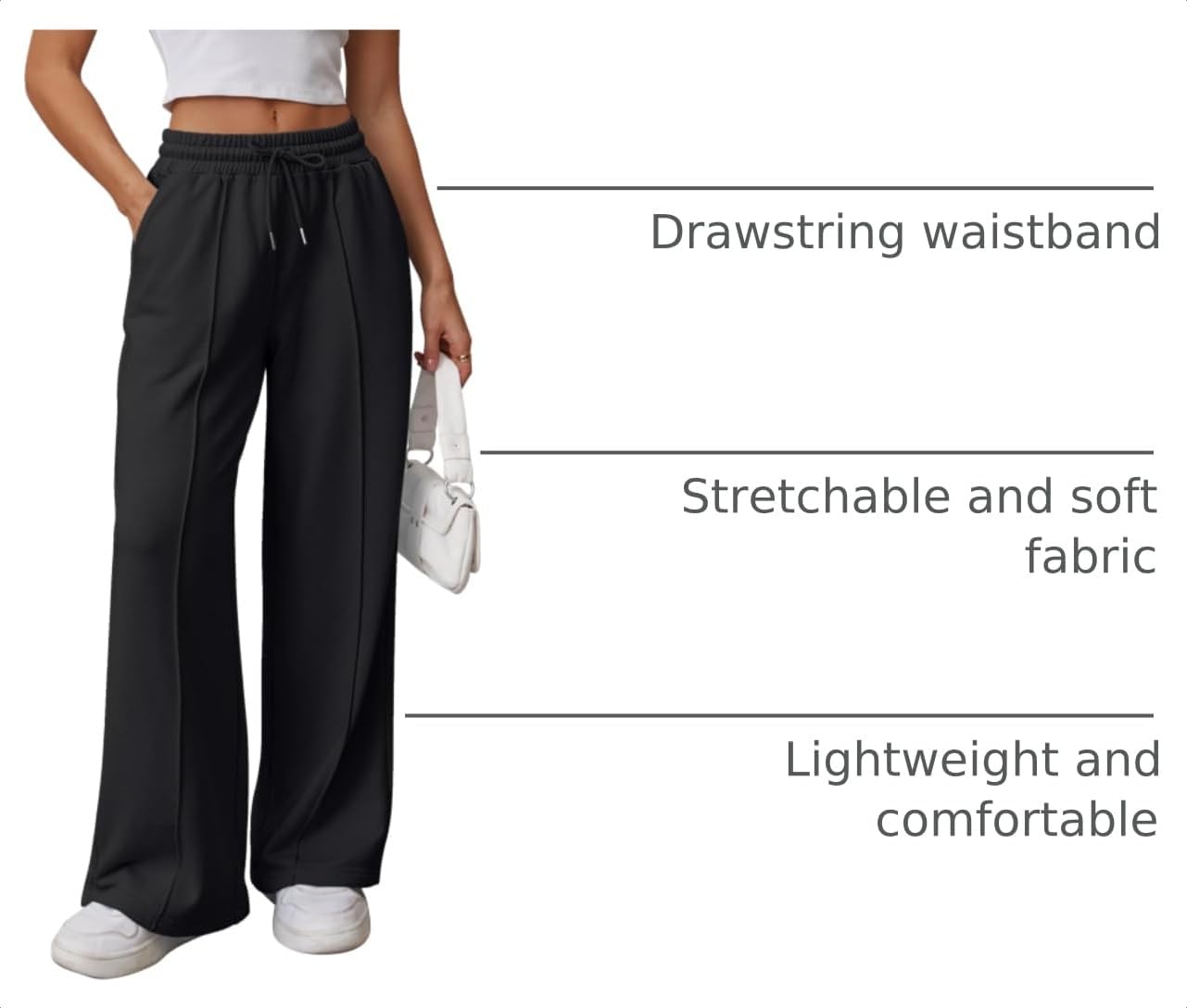 Detalle 2 de ATHMILE Womens Wide Leg Sweatpants high-waisted joggers