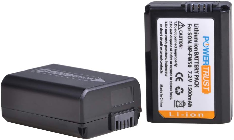 Detalle de PowerTrust 2Pcs NP-FW50 Battery and LED Dual Charger for Sony Cameras