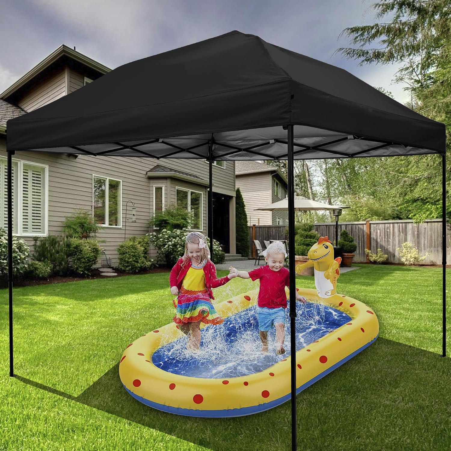 Detalle de NINAT 10x10 ft Replacement Canopy Top, Black Polyester, Waterproof UV Protection