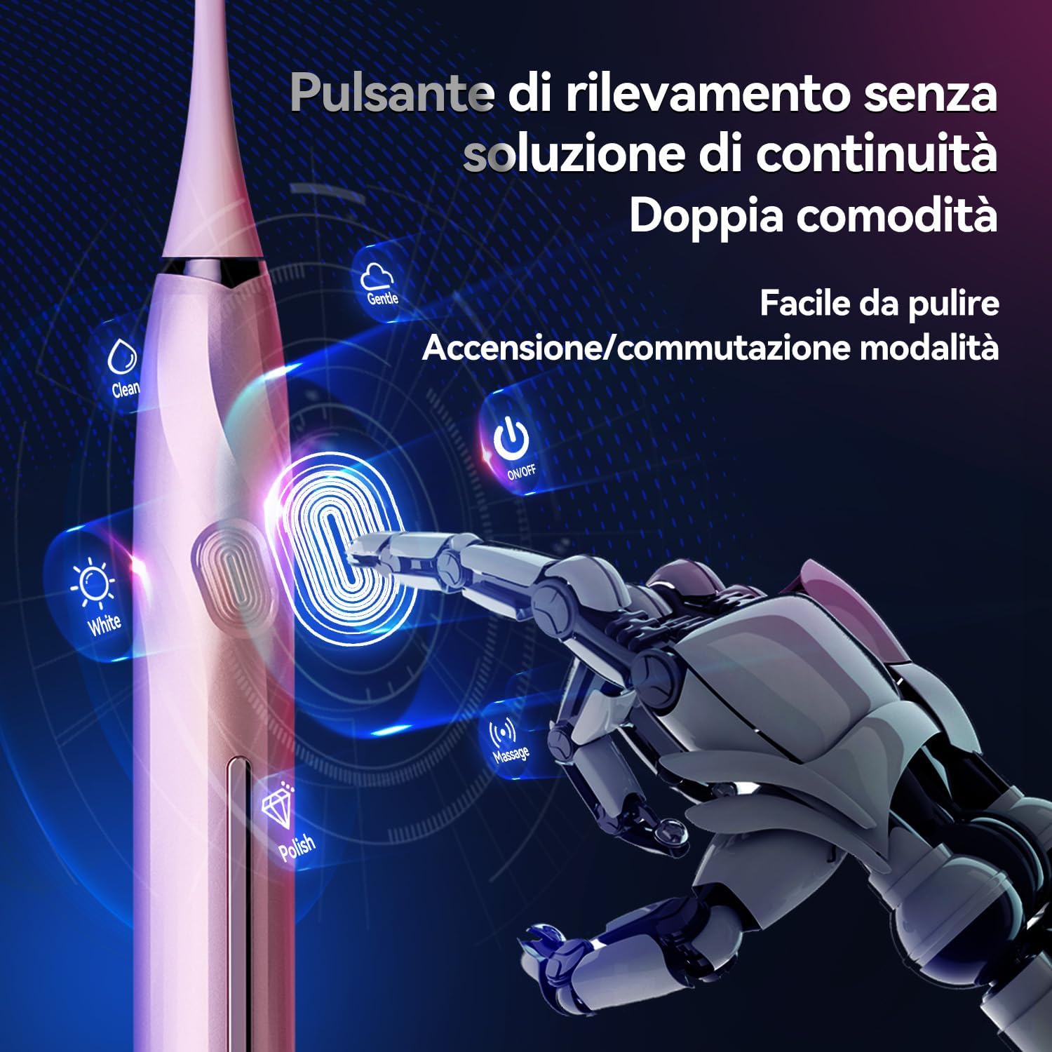 Detalle 1 de SEAGO SG-2752 spazzolino sonico elettrico 5 modalità