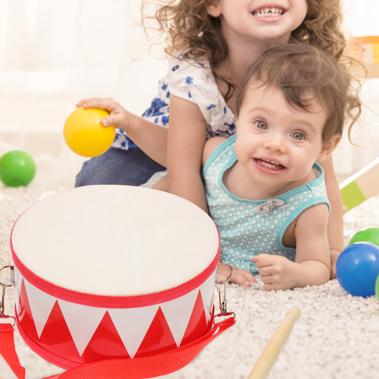 Detalle de Milisten 8 Inch Kids Snare Drum – Double-Sided Orff Percussion for Early Rhythm Learning