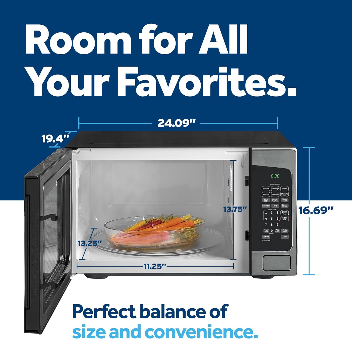 Thumbnail 2 de GE Countertop Microwave Oven — 1200-Watt, 2.0 Cu Ft, Black