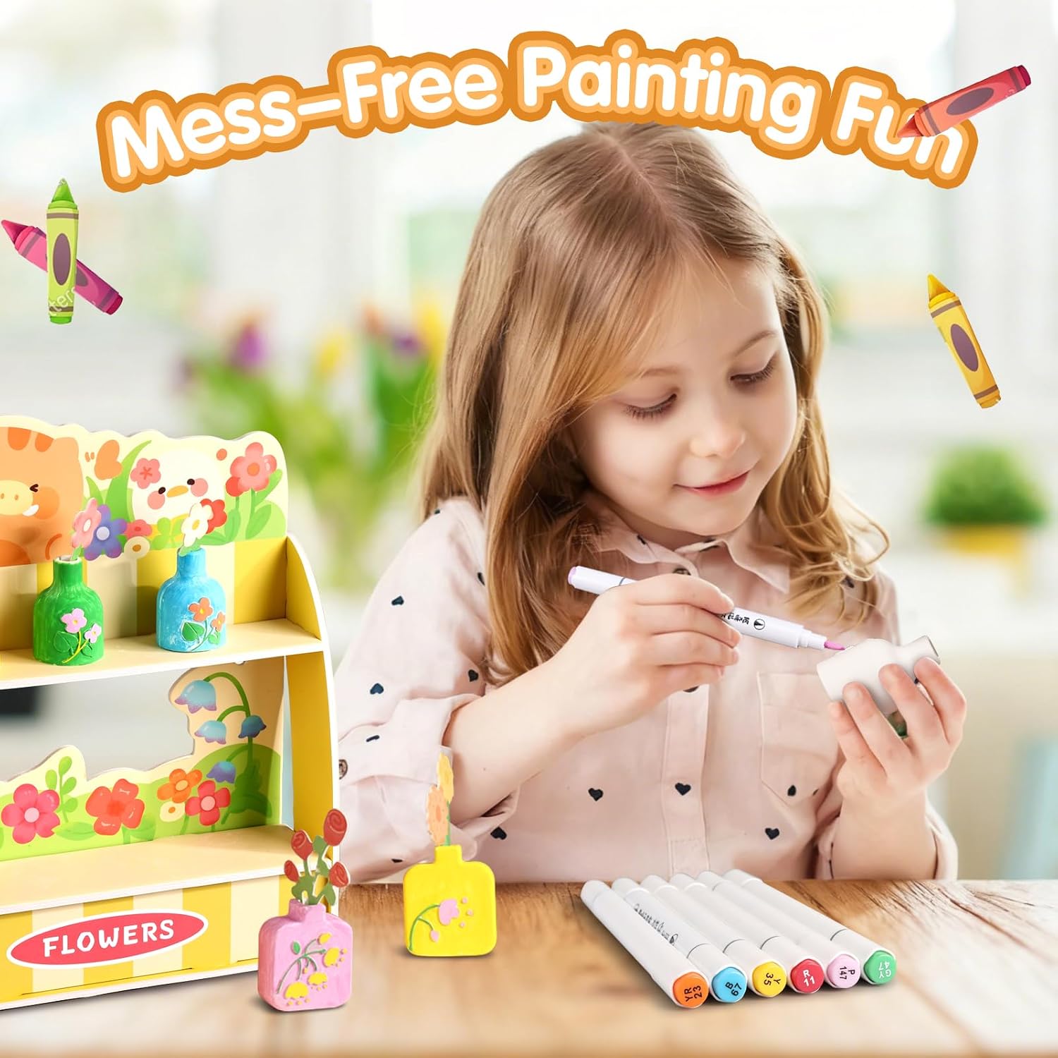 Detalle 2 de Crelloci Mess-Free Mini Plaster Vase Painting Kit ๐จ