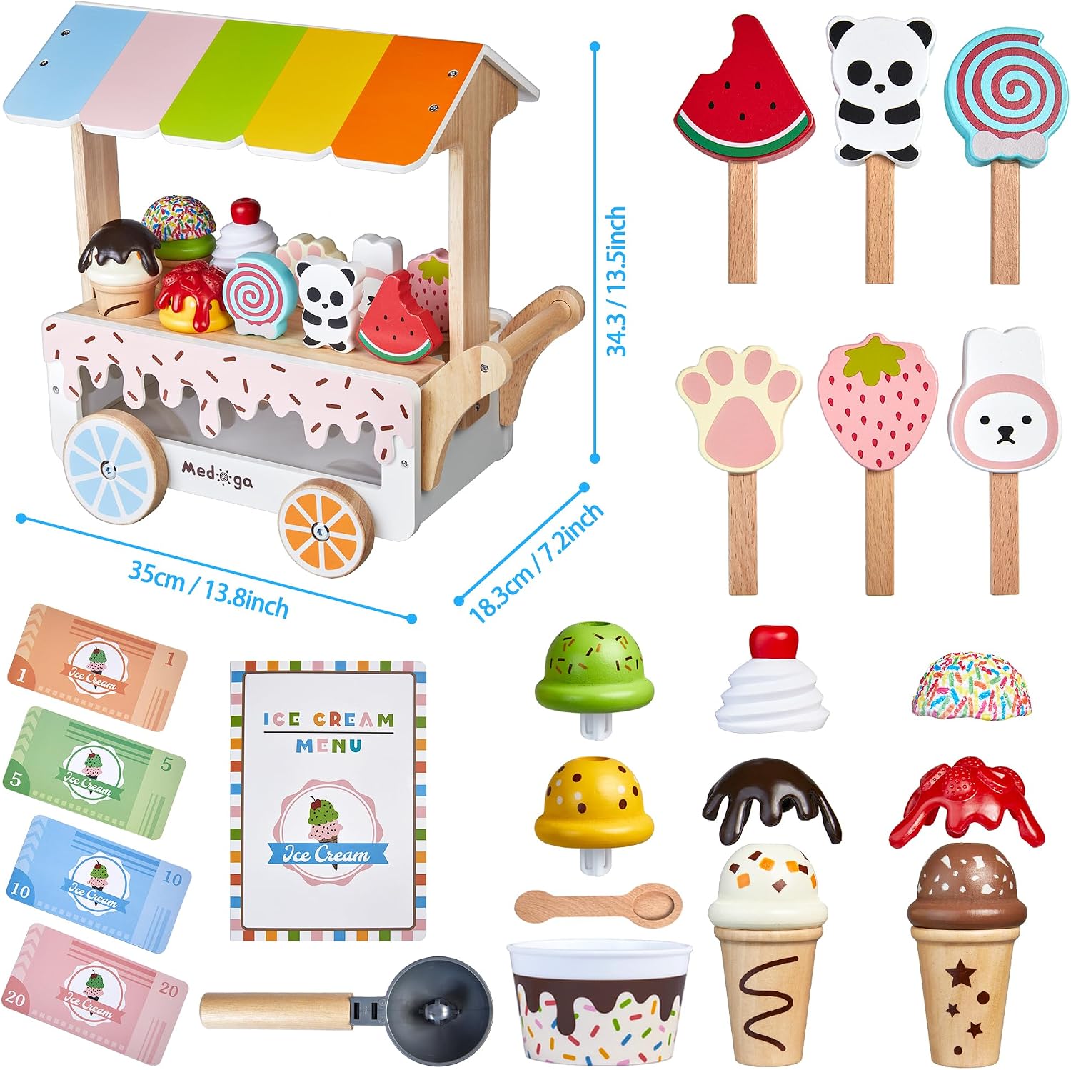 Thumbnail 4 de Carrello gelato in legno giocattolo per bambine đźšš