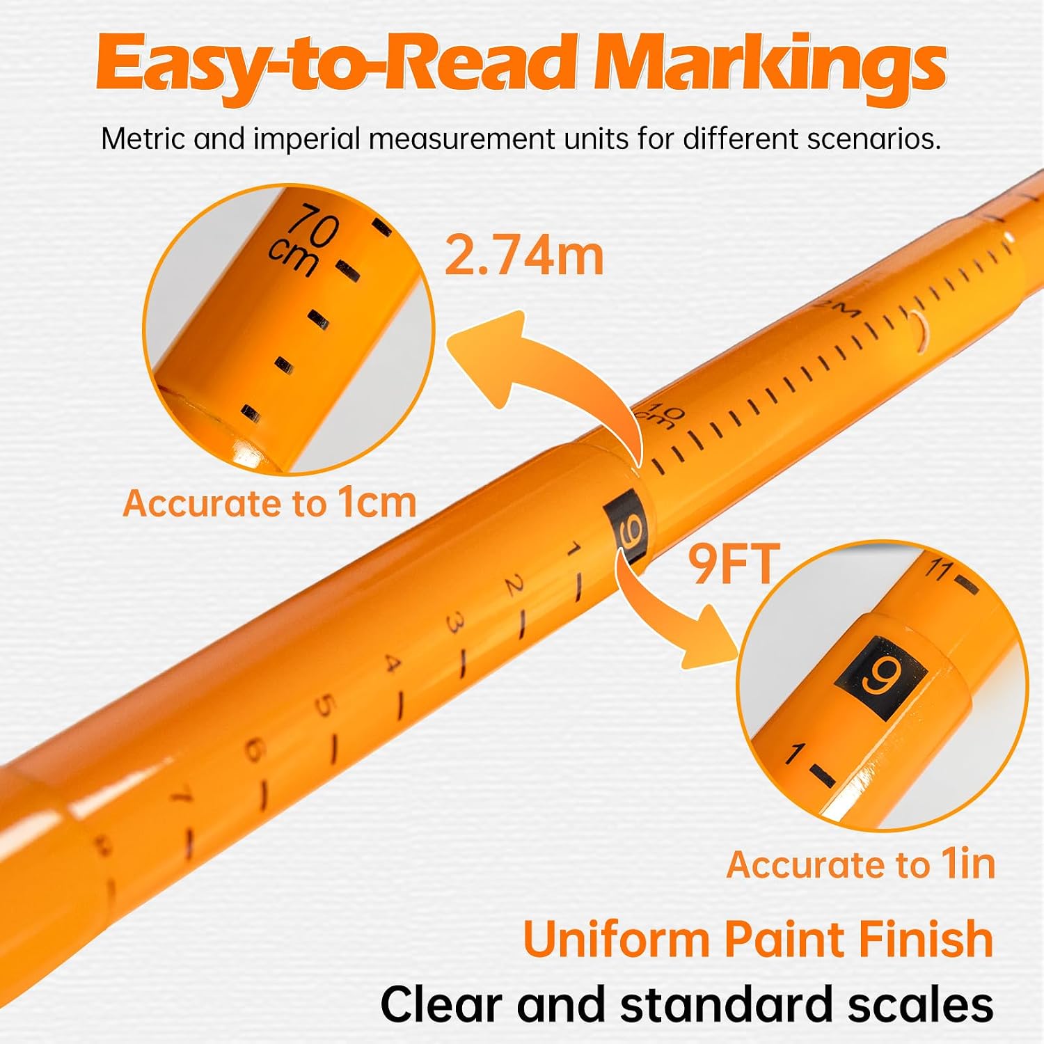 Detalle de TGrasol 15FT Truck Height Stick, Dual-Scale Retractable Measuring Pole