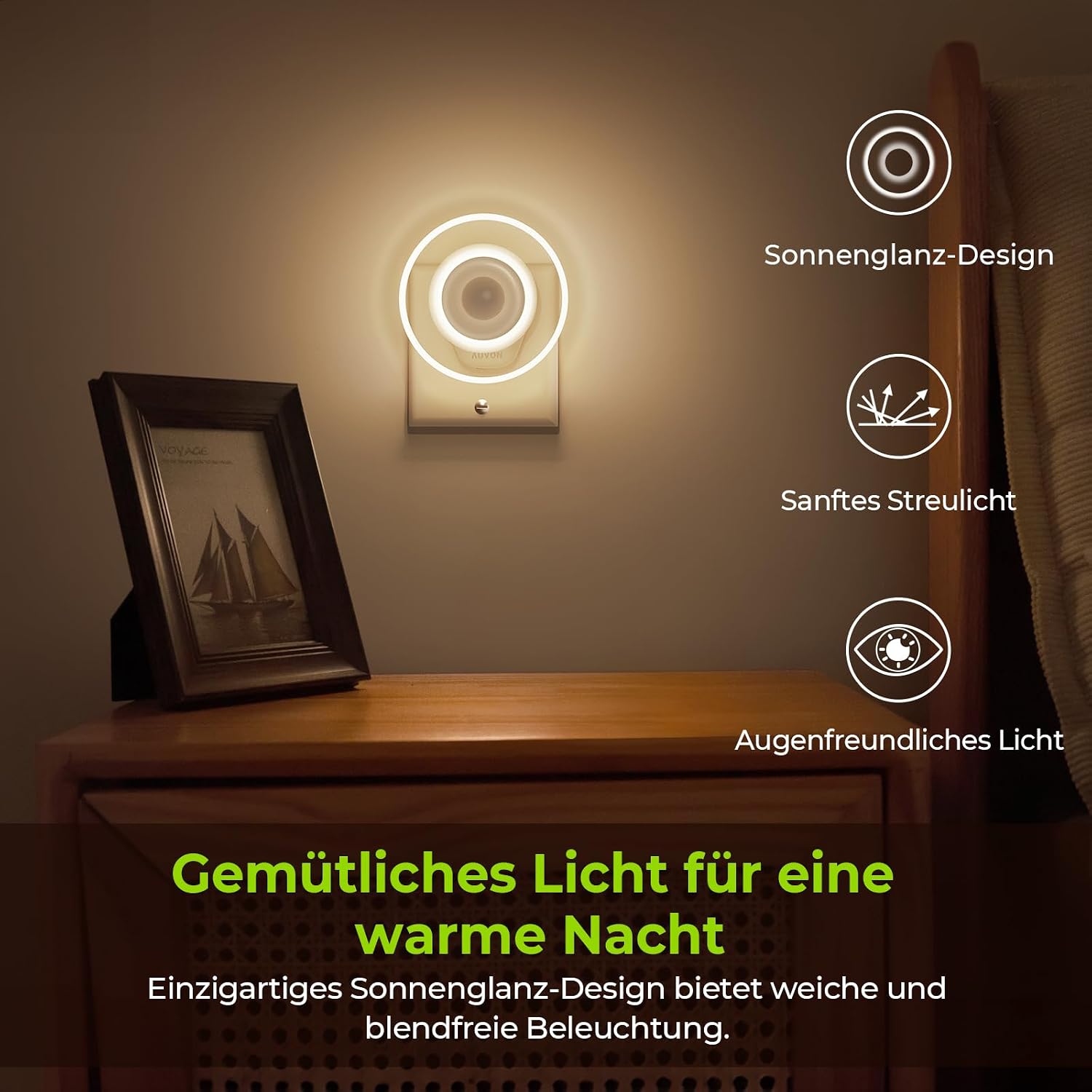 Detalle 2 de AUVON Sun-glow Nachtlicht 2er-Set