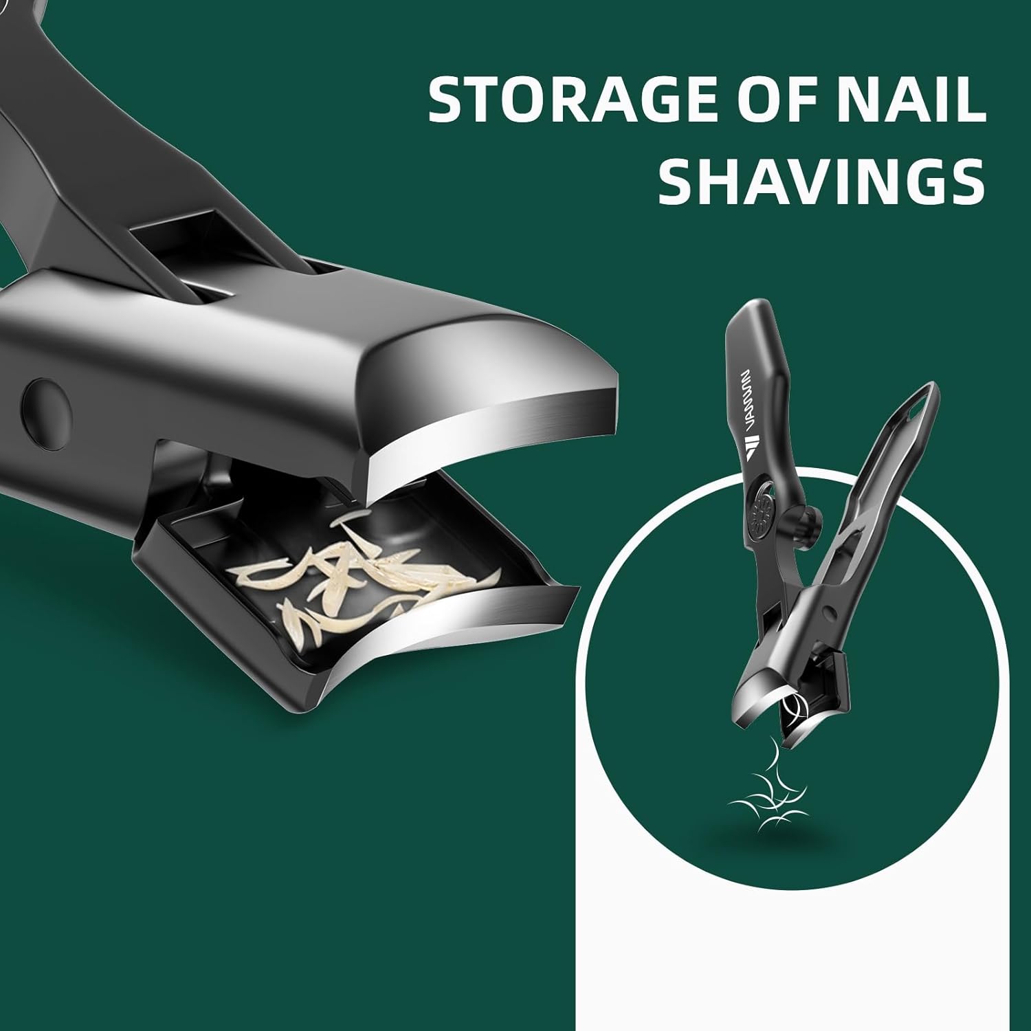 Detalle de VANWIN German Nail Clippers for Thick Nails – Large Wide Jaw with Anti-Splash Catcher