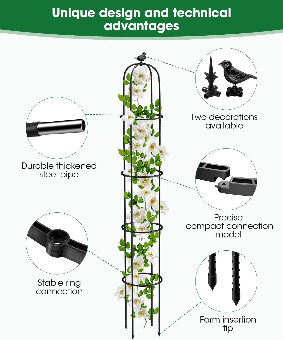Detalle 2 de 2pcs MYMULIKE trellis for climbing plants 189 cm