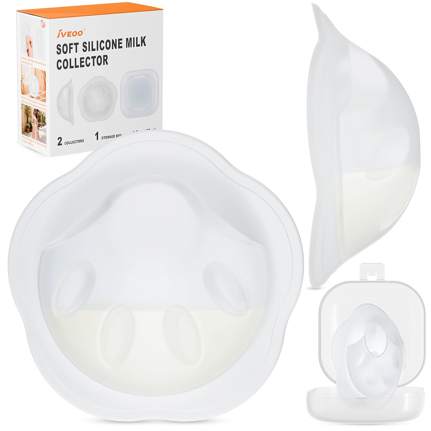 Detalle de JVEOO Silicone Breast Milk Collectors, 2-Pack, 1 oz/30 ml per side