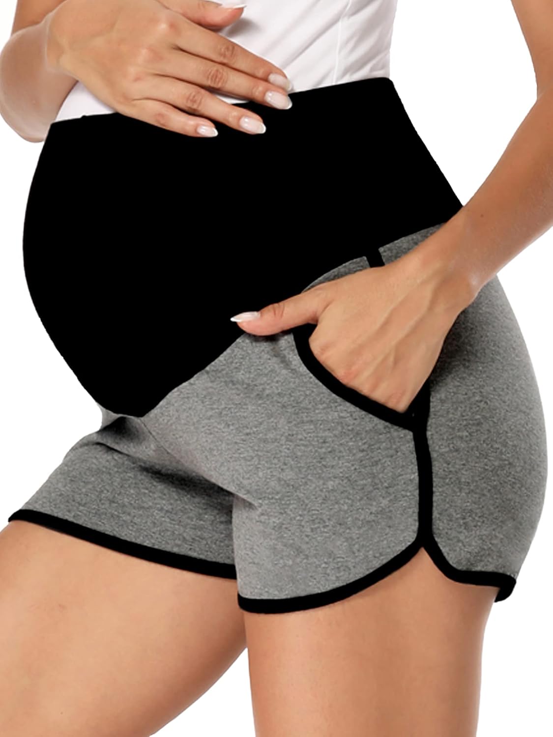 Thumbnail 6 de fitglam Women's Maternity Shorts Over Belly – Soft, Stretchy Lounge & Run Shorts with Pockets