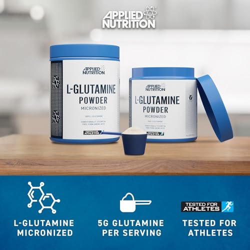 Detalle de Applied Nutrition L Glutamine Powder – 250g, Unflavoured, 50 Servings