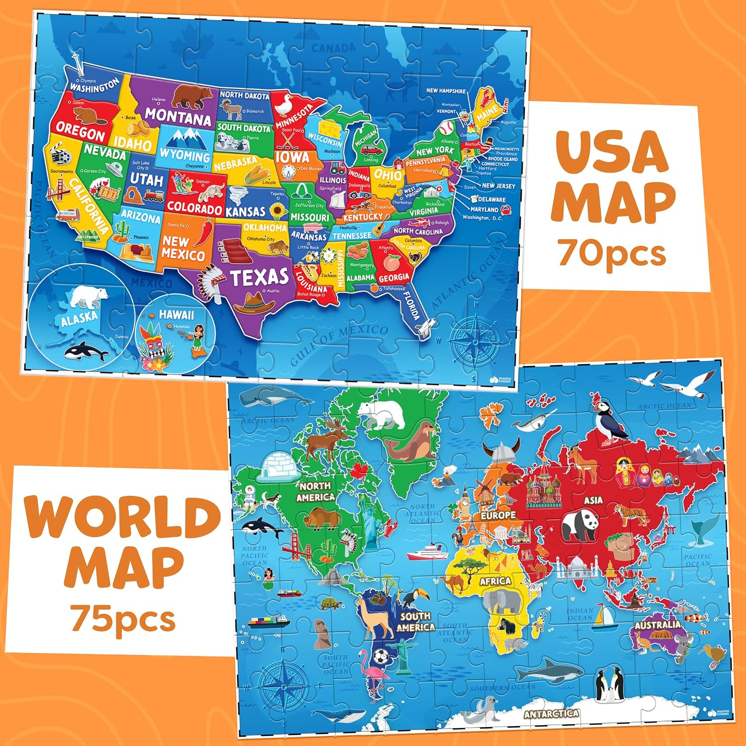 Detalle 2 de 145pc Geography Puzzles for Kids Ages 4-8