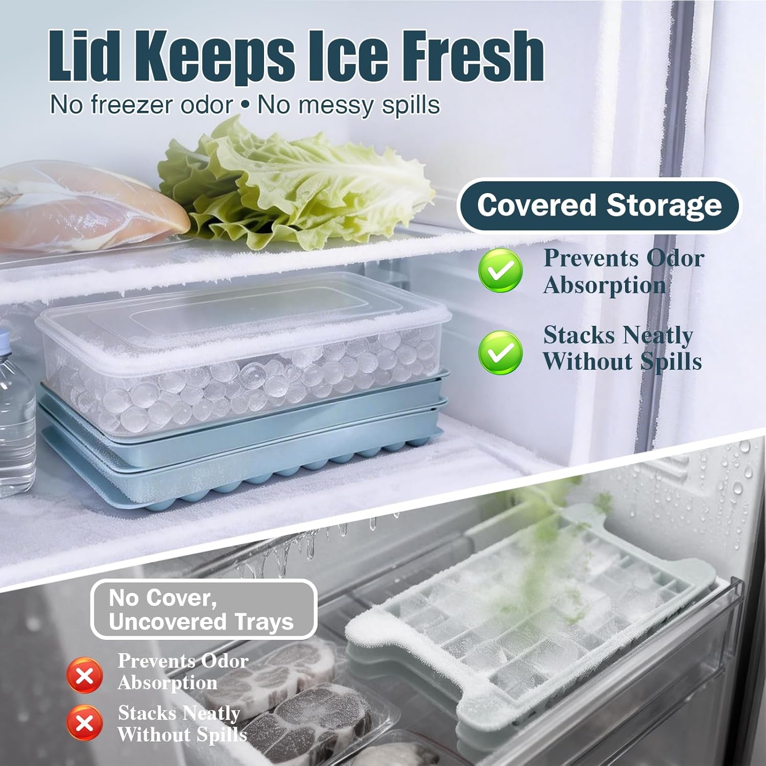 Thumbnail 6 de WIBIMEN Mini Pebble Ice Trays with Lid — 2-Pack, 0.55" Ice for Bottles, Easy Twist Release