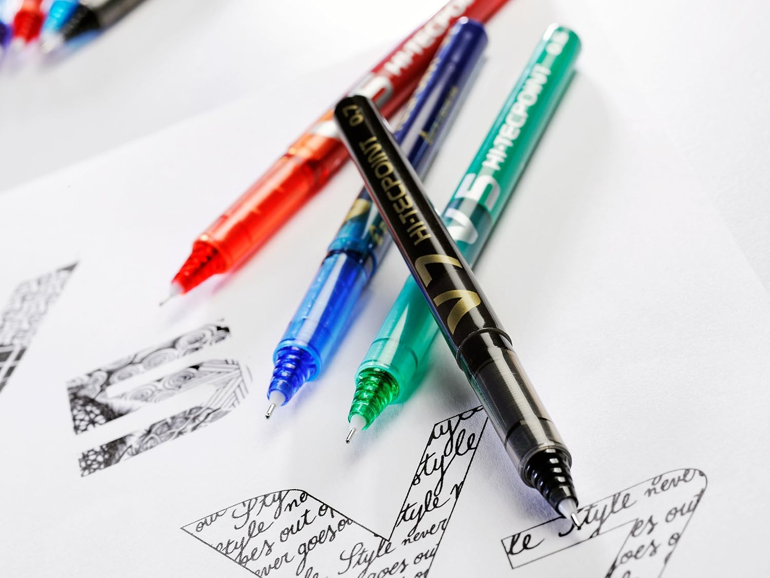 Thumbnail 4 de PILOT V7 Hi-Tecpoint Liquid Ink Rollerball Pen – Medium 0.7mm, 5 x Black