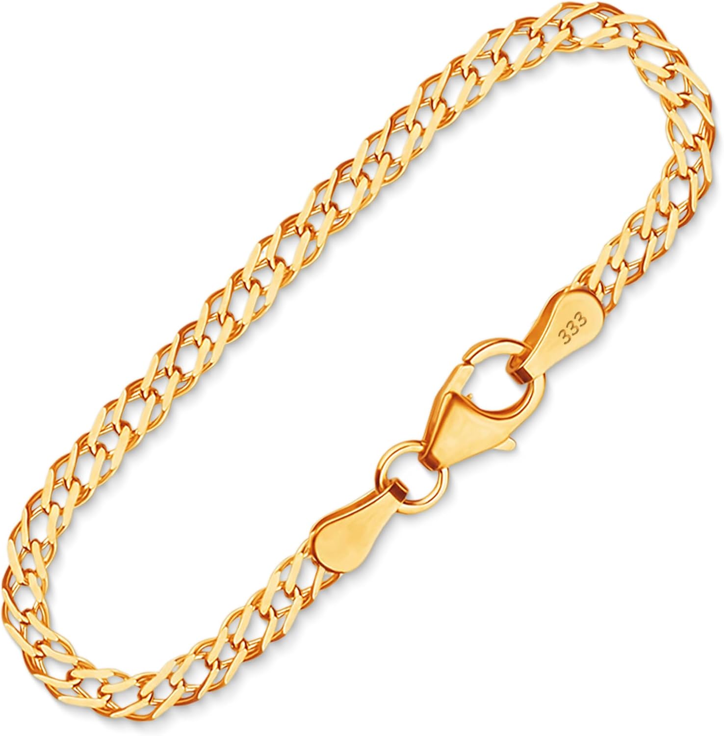 Detalle de EDELIND Bracelet Femme Or Jaune 333/585 – Chaîne Double 2,9 mm avec Fermoir Mousqueton