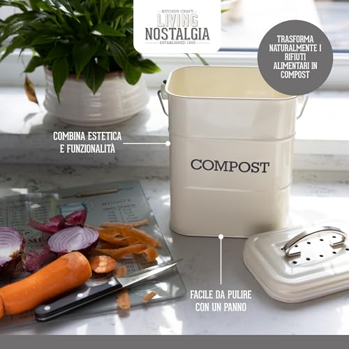Thumbnail 3 de KitchenCraft Living Nostalgia Compostiera da Cucina in Metallo, 3 L, crema antico