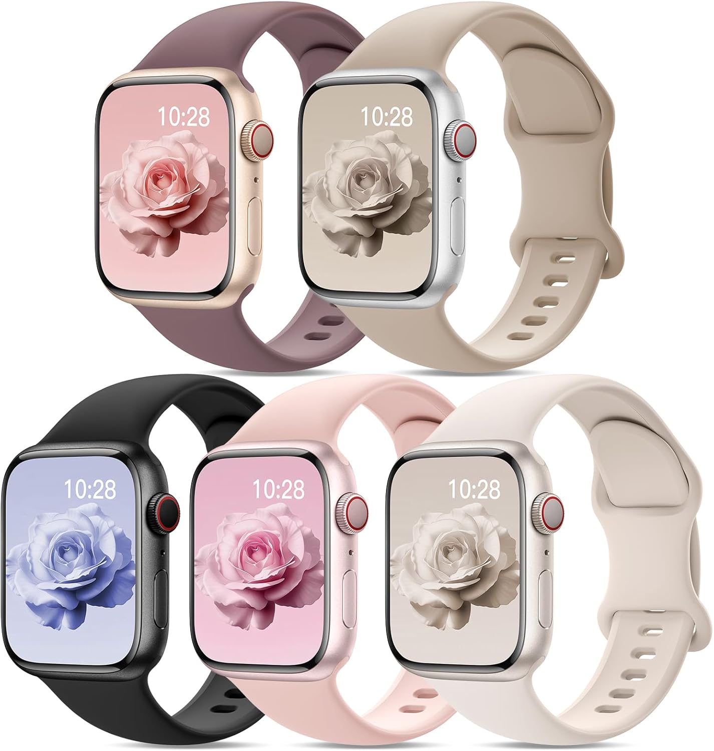 Detalle de Yoohoo 5 Pack Silicone Apple Watch straps 38–49mm