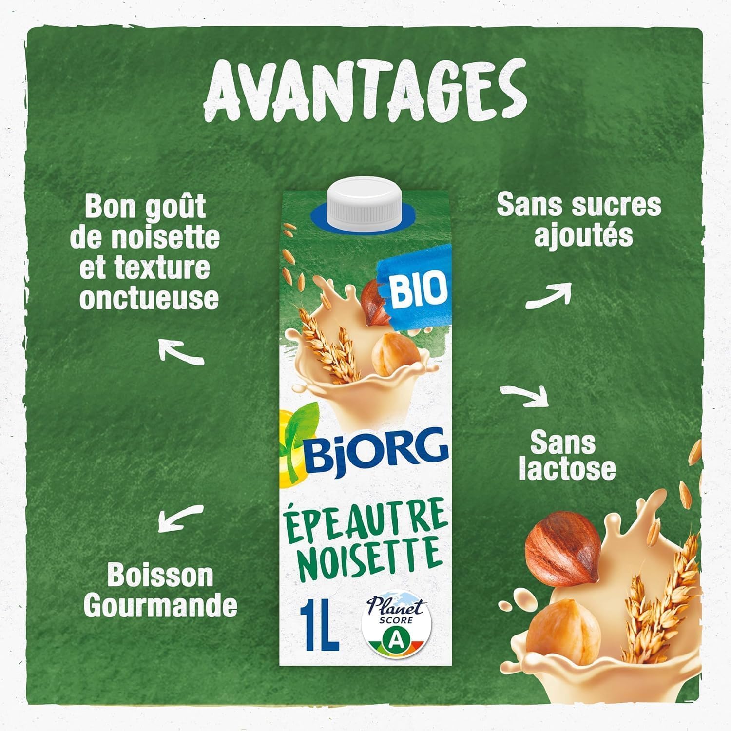 Thumbnail 1 de BJORG Boisson Épeautre Noisette Sans Sucre Ajouté – Lait Végétal Bio 1 L x 6