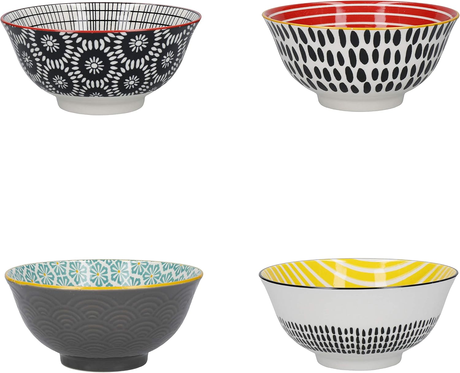 Detalle de KitchenCraft – zestaw 4 ceramicznych misek 15 cm, 240 ml, monochromatycznych