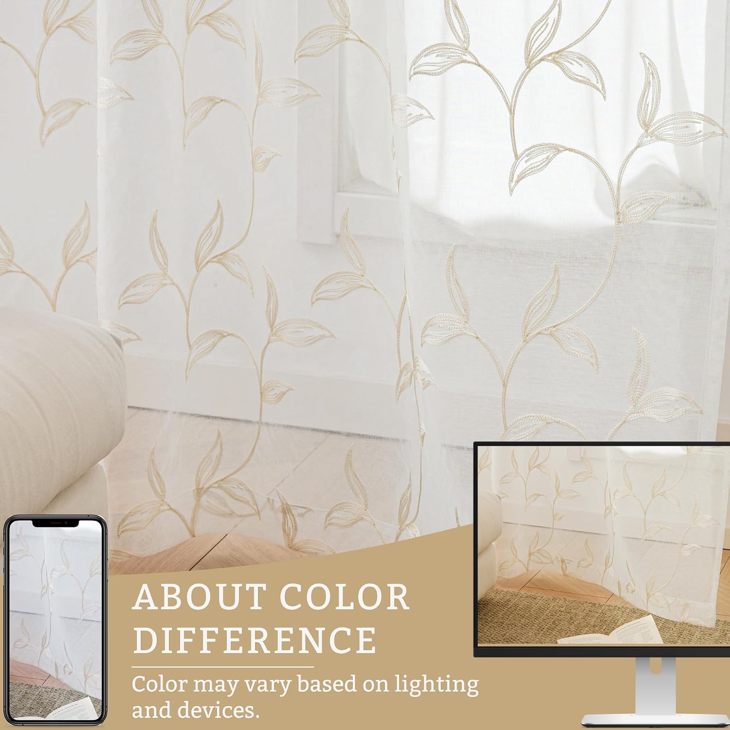 Thumbnail 6 de VISIONTEX Sheer Curtains 54W x 84L