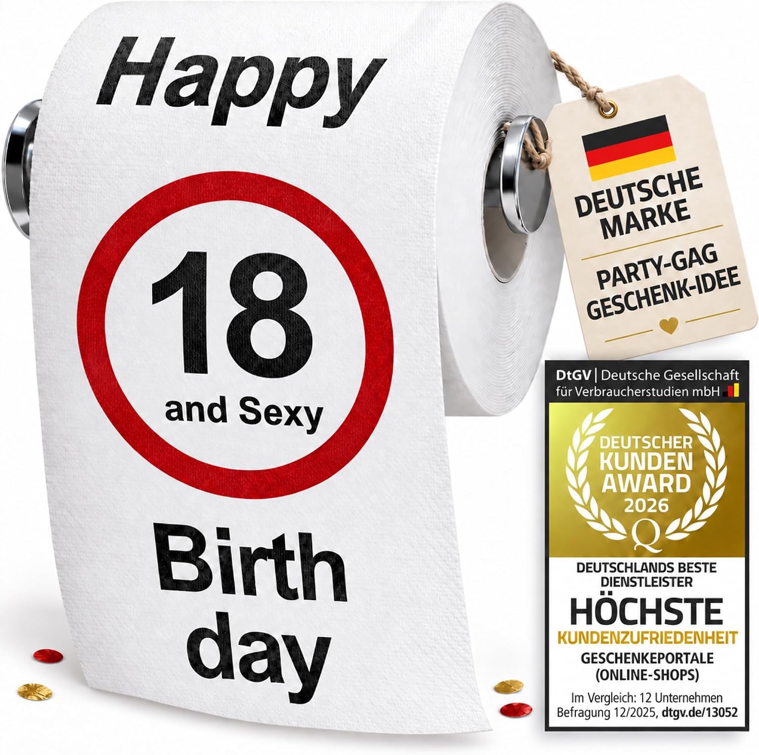 Detalle de GOODS+GADGETS 5789902 grappig toiletpapier voor 18de verjaardag, 200 vellen